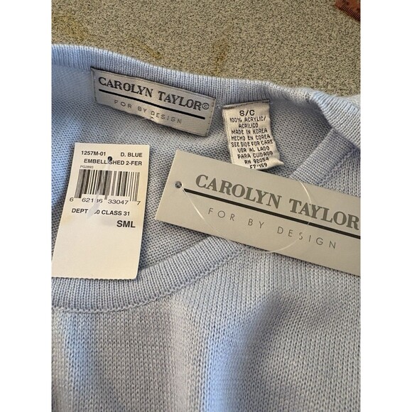 Carolyn Taylor Women’s Small Blue Embroidered Cardigan Sweater Set New W/ Tags - Picture 2 of 8